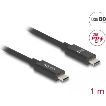 Cabo USB DeLOCK 81211 1 m USB-C preto 80 Gbit/s
