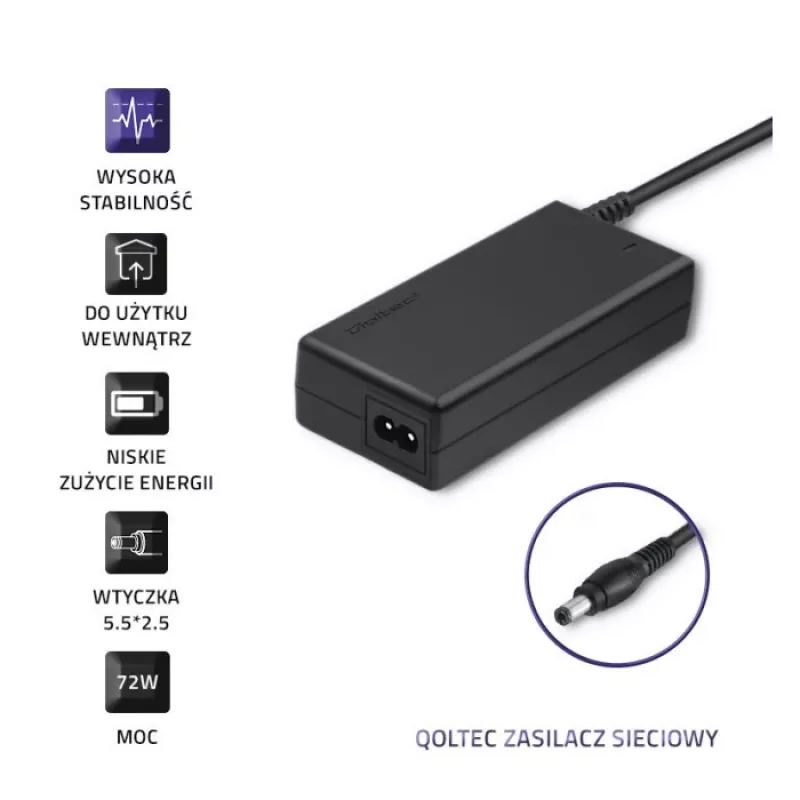 Fonte de alimentação 72W 12V 6A 5,5*2,5