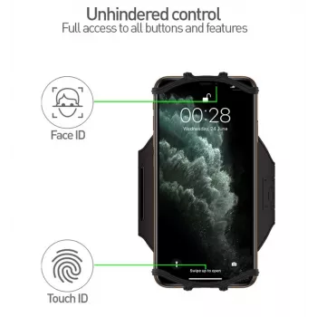 Braçadeira Tellur A100 preta ajustável para smartphones — braçadeira desportiva, tamanho universal