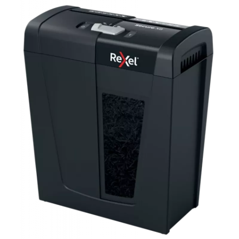 Destruidora de documentos REXEL Secure X8 — corte cruzado P-4, 4x40 mm, capacidade 8 folhas, recipiente 14 l, preto