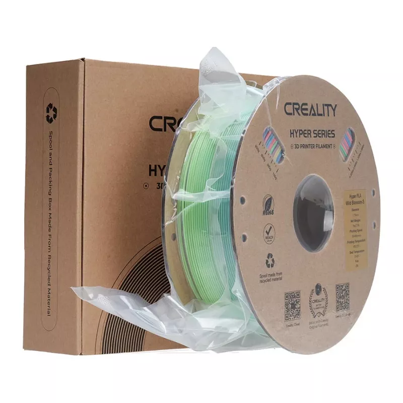 Bobina de filamento Creality PLA 1,75 mm 1 kg — azul, verde, rosa (3301010425)