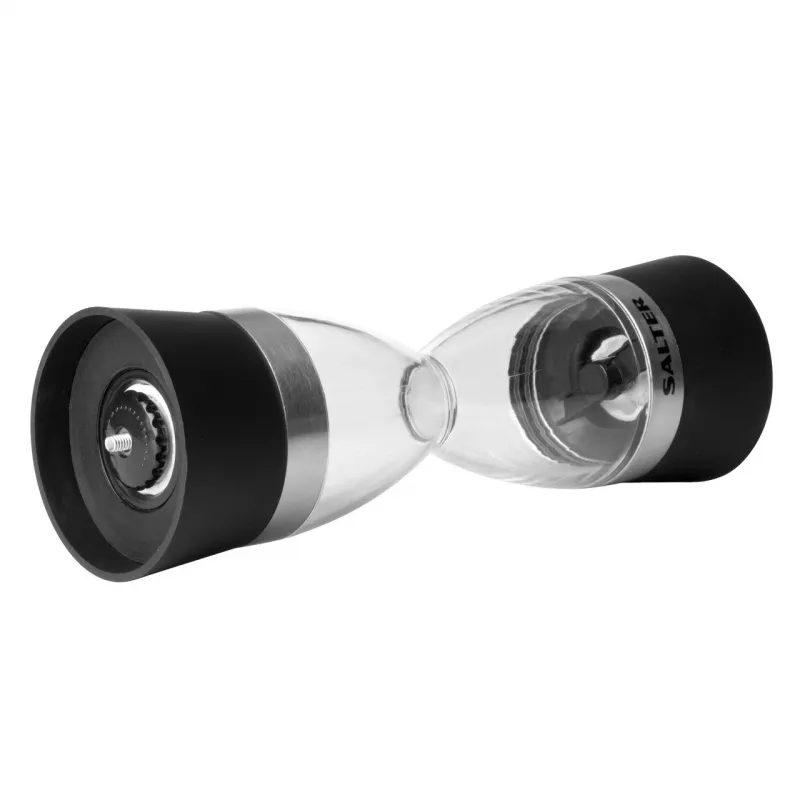 Moinho de sal e pimenta mecânico Salter 7611 BKXRUP1 2-em-1 moagens ajustáveis aço inoxidável
