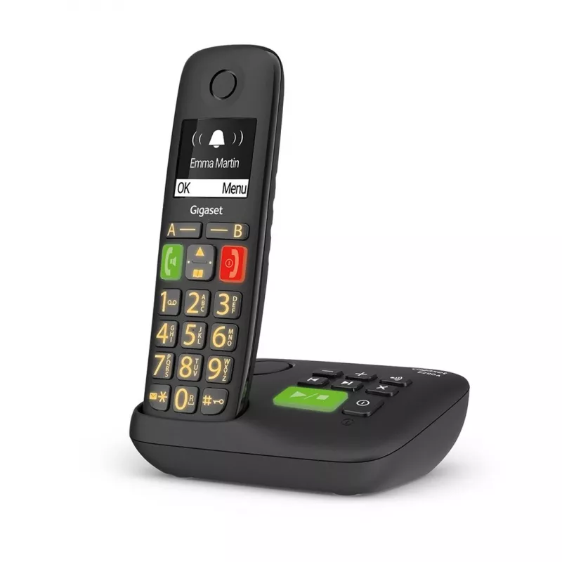 Gigaset E290A Telefone analógico/DECT com identificação de chamadas Preto
