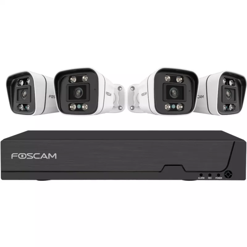 Sistema de videovigilância Foscam FNA108E-B4-2T branco 4x câmara bullet 4K PoE, 1x NVR 8 canais