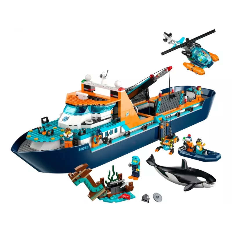 Brinquedo de construção LEGO City navio de expedição ao Ártico 60368 — 815 peças, 7+ anos, inclui 4 minifiguras