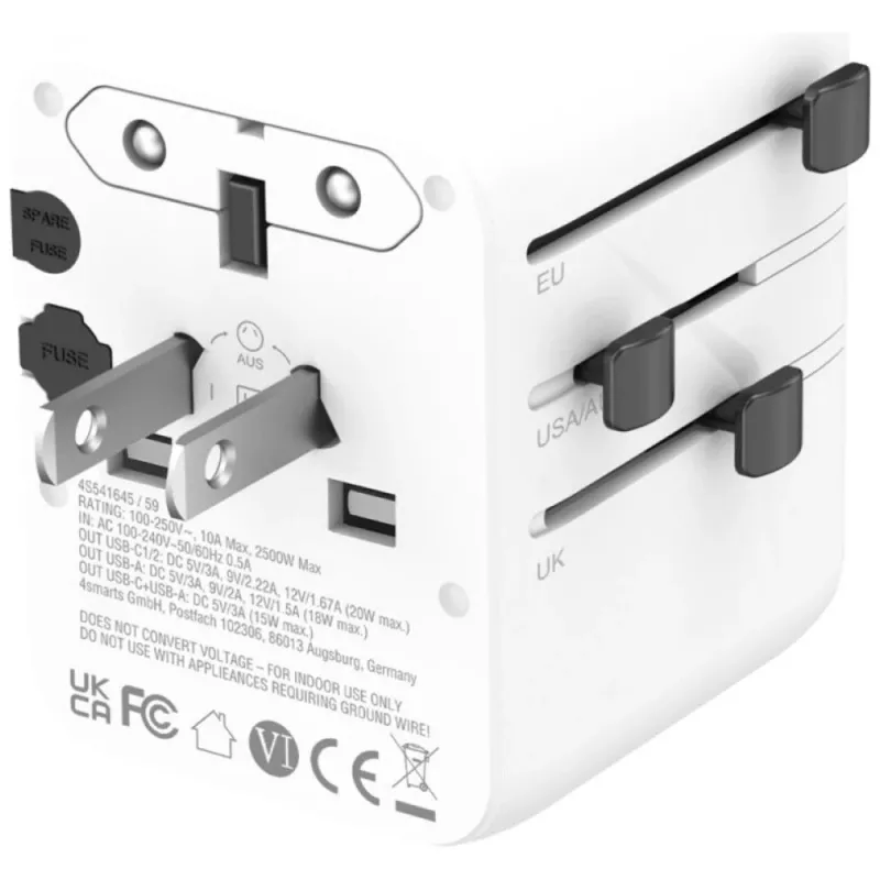 Adaptador de viagem 20W GaN Nomad 2xUSB-C + 1xA