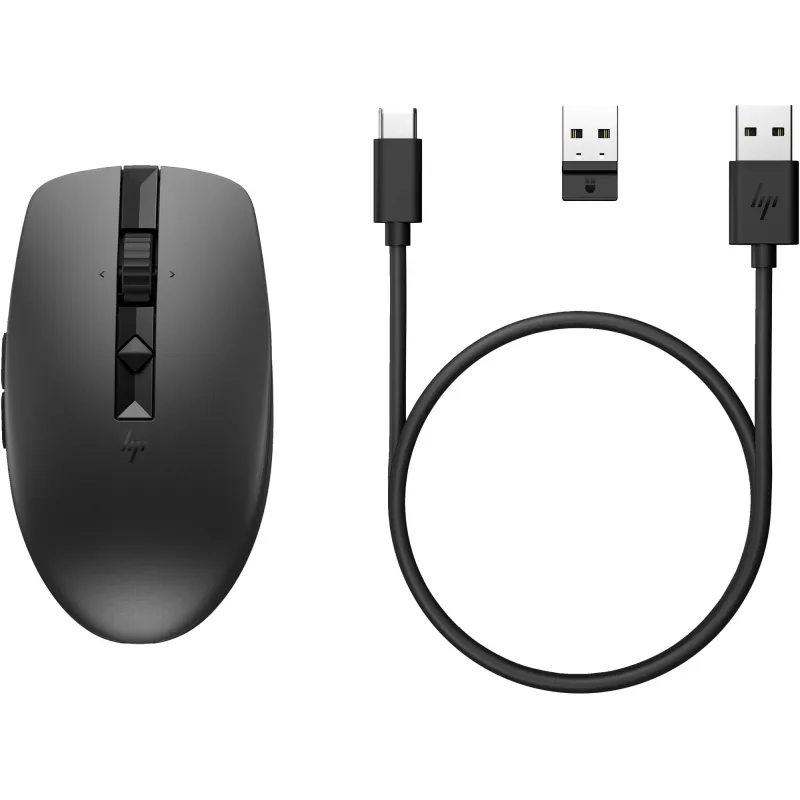 HP 710 Rato silencioso recarregável, ambidestro, RF Wireless + Bluetooth, 3000 DPI, preto
