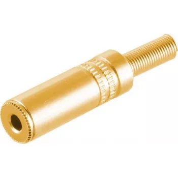 Conector estéreo 3,5mm ShiverPeaks 51210-MG metal dourado, ficha de áudio 3,5 mm
