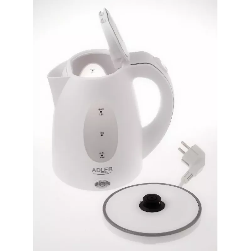 Adler | Chaleira elétrica | AD 1207 | Standard | 2000 W | 1,5 L | Plástico | Base rotativa 360° | Branco