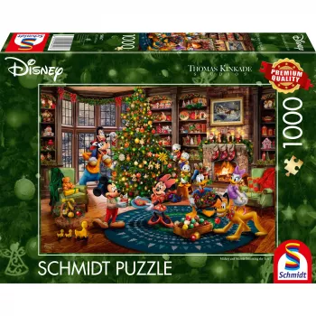 Thomas Kinkade Studios: Disney - Mickey & Minnie Trimming The Tree, puzzle 1000 peças
