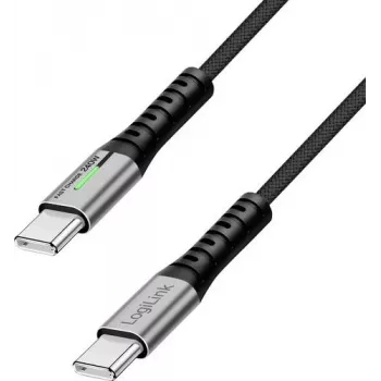 Cabo LogiLink USB-C® USB 3.2 Gen2x2 ficha USB-C® 2,00 m preto com LED, 4K UHD, ficha reversível CU0444 (CU0444)