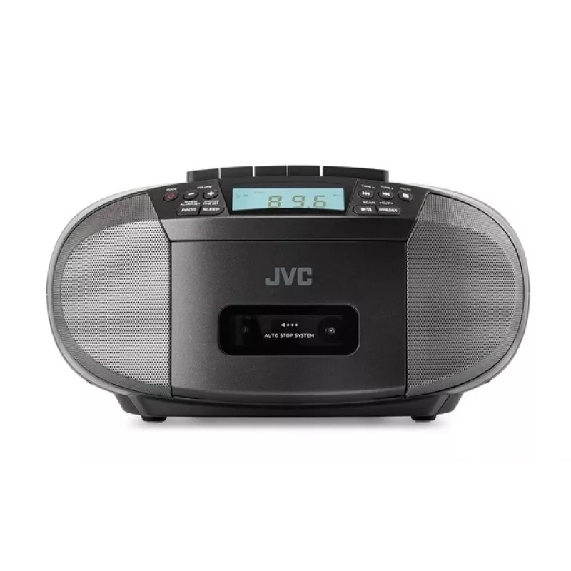 Leitor de rádio JVC RC-E444B preto com leitor de CD e sintonizador FM
