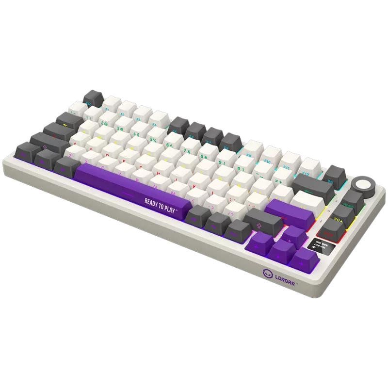 LORGAR KBP7075W, teclado gaming mecânico 75% sem fios Pro, bege, layout EN