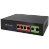 Switch Ethernet PoE QOLTEC 52289 — 4x portas RJ45 PoE, 2x RJ45 uplink, orçamento PoE 65W