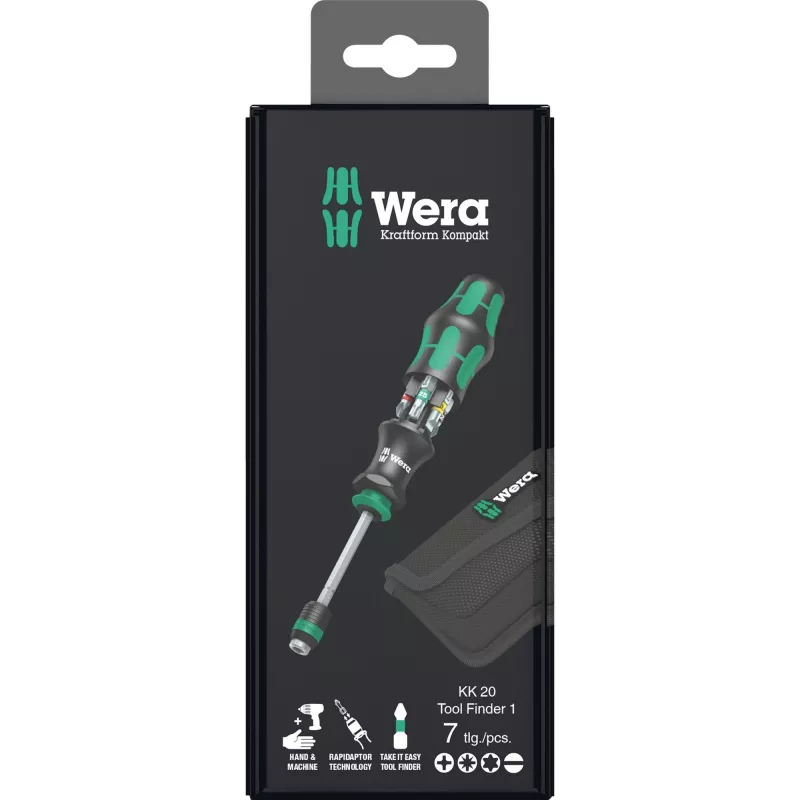 Wera Kraftform Kompakt 20 - Chave de fendas com conjunto de bits - em bolsa (05051016001)