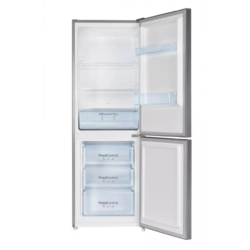 Amica FK2425.4UNTX(E) frigorífico combinado de instalação livre com congelador em baixo, 153 l frigorífico + 74 l congelador, FrostControl, classe energética E, prateado