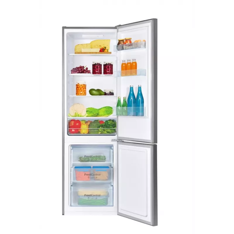 Combinado de frigorífico e congelador AMICA FK2525.4UNTX(E) instalação livre 250L, prateado, congelador em baixo, R600a