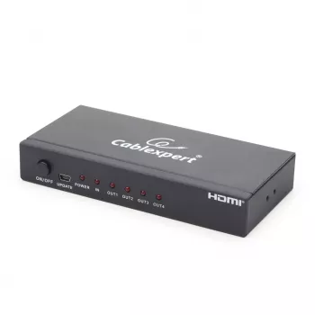 Splitter de vídeo HDMI GEMBIRD DSP-4PH4-02 — 4× saídas HDMI, HDMI 1.4, 225 MHz, caixa de aço, 146×73×24 mm