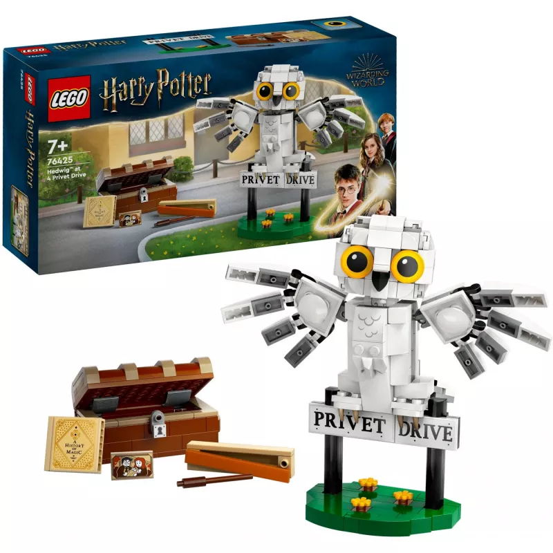 LEGO Harry Potter modelo construível Hedwig no número 4 Privet Drive 76425 — 337 peças, 100 mm de altura, idade recomendada a partir de 7 anos
