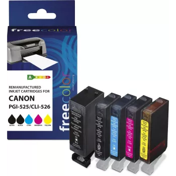 Cartucho Freecolor Canon PGI-525XL preto + CLI-526XL BK/C/M/Y