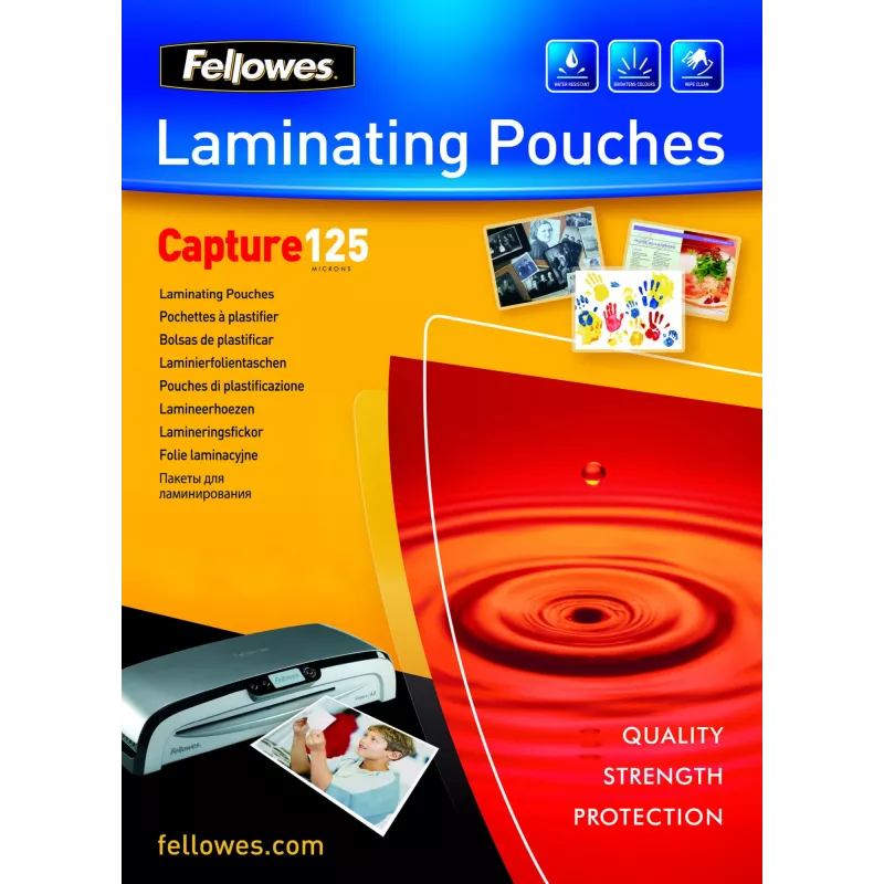 Películas de plastificação Fellowes A6 Glossy 125 mícron – pack de 100