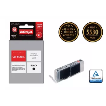 Tinteiro Activejet ACC-551BN (substituto para Canon CLI-551BK; Supreme; 15 ml; preto)