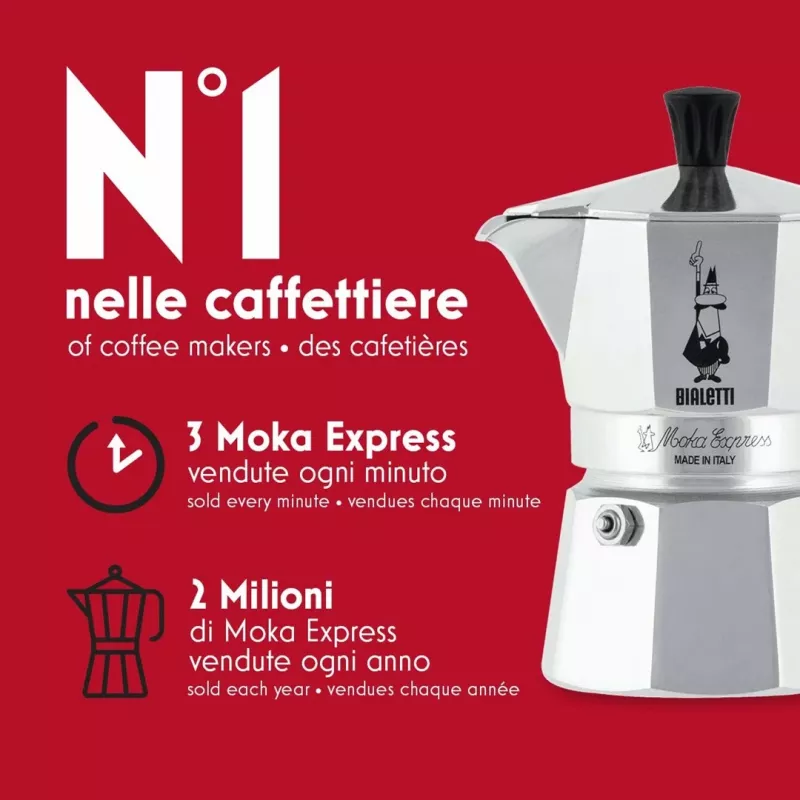 Cafeteira Moka Bialetti Moka Express 0,06 L alumínio, preto
