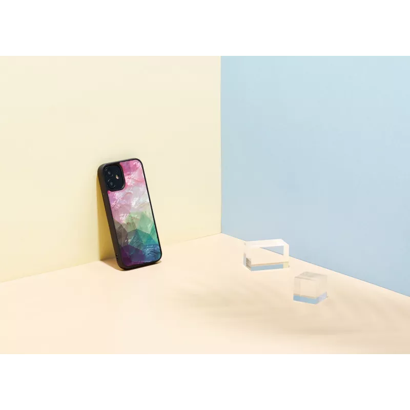 Capa de proteção iKins para Apple iPhone 12 mini – design flores aquáticas, preto