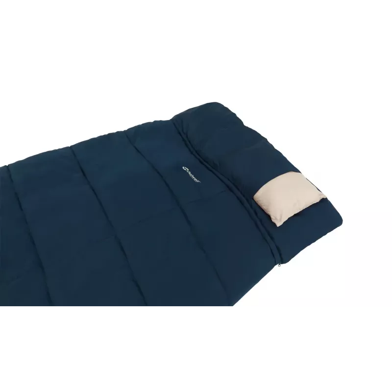 Saco de dormir Outwell Contour Lux XL — retangular para adultos, poliéster, 2200×1050 mm, para utilizadores até 190 cm, azul