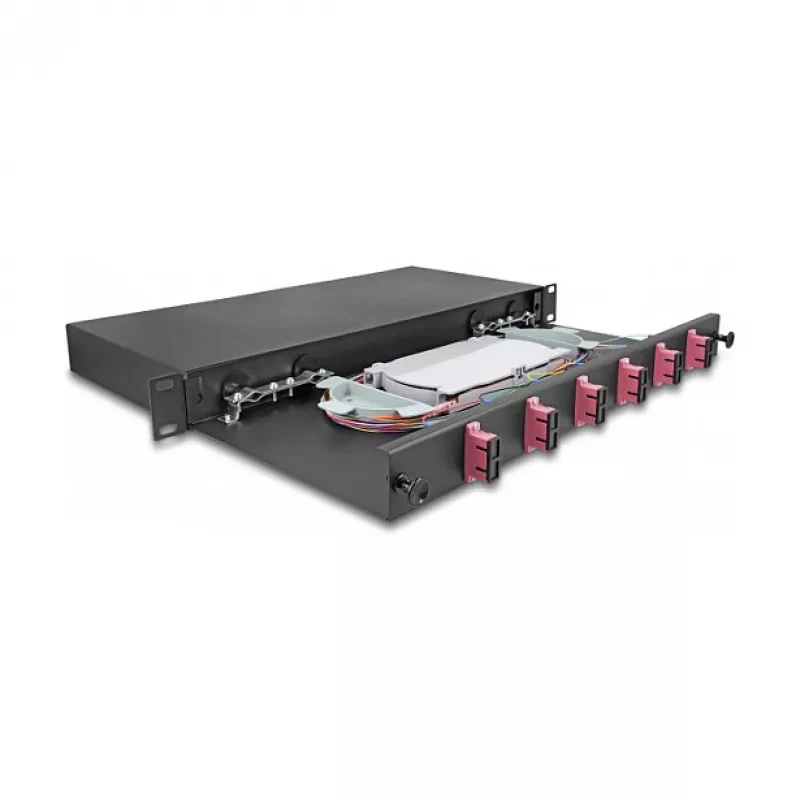Caixa de fusão de fibra ótica DeLOCK 67002 preto metal 482x220x44mm