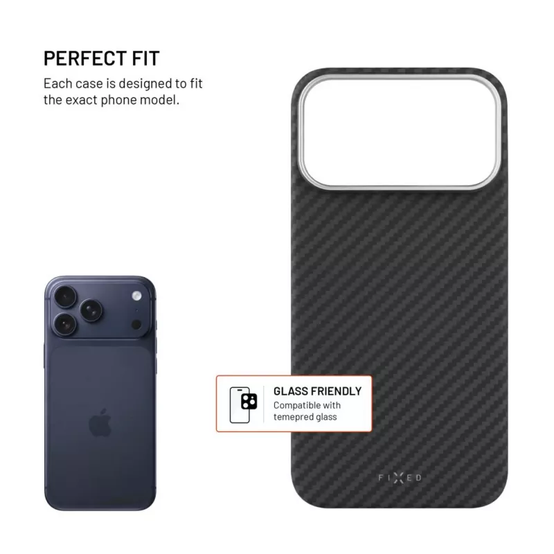Capa de proteção FIXED para Apple iPhone 17 Pro Max — fibras de aramida, preto