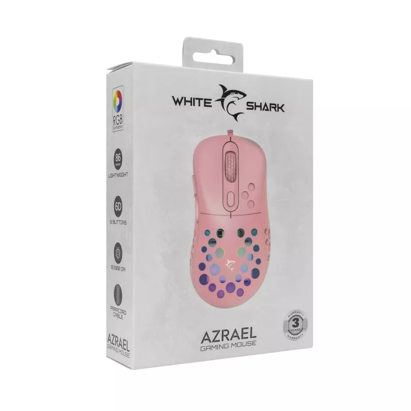 Rato White Shark GM-5013 Azrael rosa USB