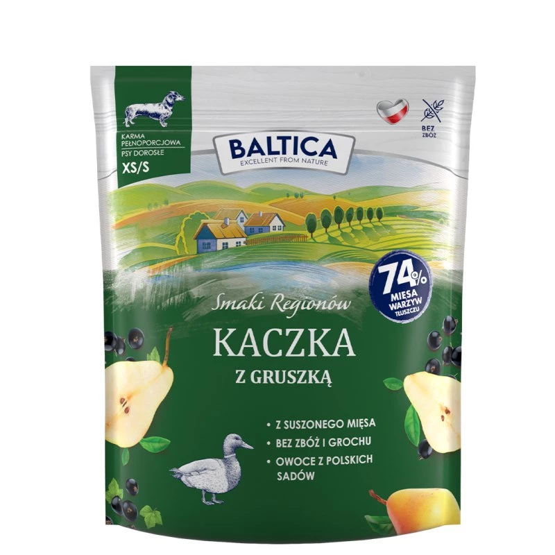 BALTICA Smaki Regionow Small Breeds pato com pera comida seca para cães, XS/S 1 kg