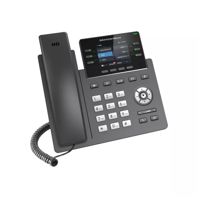 Telefone IP Grandstream GRP2613W preto 4 linhas TFT 2,4 polegadas