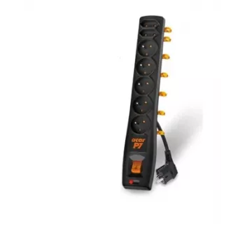HSK DATA P& 3 m cabo de extensão 5 tomadas AC interior/exterior preto