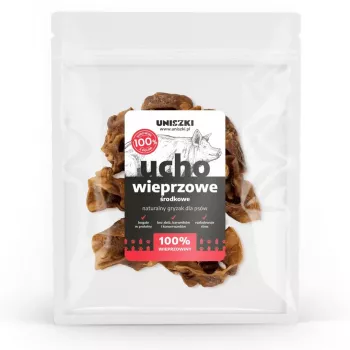 Snack para cães UNISZKI orelha de porco média 200 g – artigo de mastigar natural monocomponente de porco, sem cereais