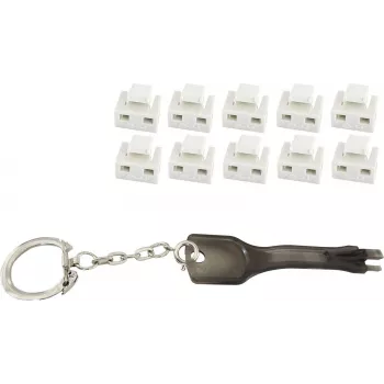 Bloqueador de porta de rede RJ45 ShiverPeaks BS08-01036 — 10 bloqueadores com 1 chave-mestra, branco