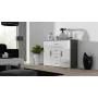Cama Meble UNI aparador de sala de estar, cinzento/branco brilhante