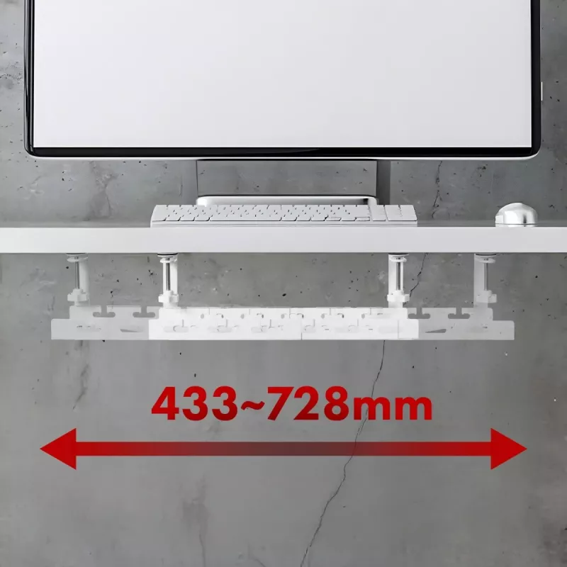 Organizador de cabos Maclean sob a secretária, carga máx. 5 kg, máx. 728 mm, branco, MC-103 W