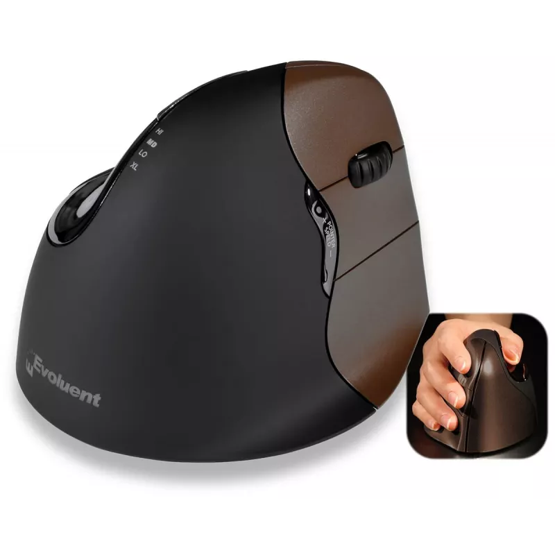 Evoluent VerticalMouse 4 Small - Rato vertical - Para destros - ótico - 6 botões - sem fios - 2,4 GHz - recetor sem fios (USB)