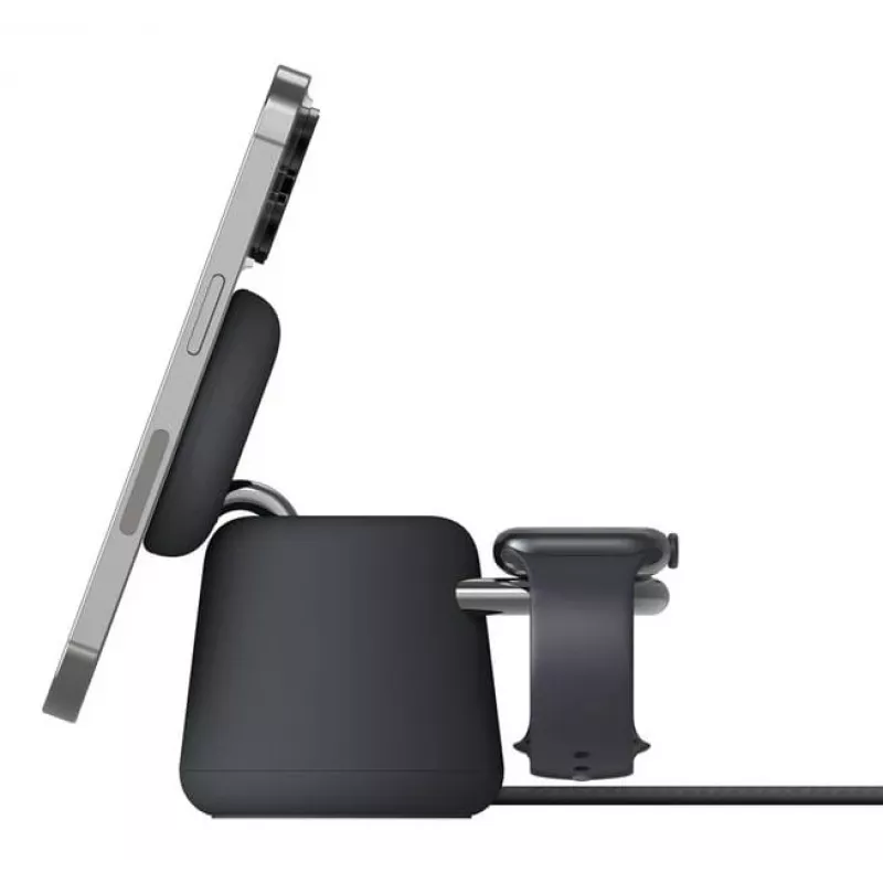 Carregador sem fios Belkin WIZ027VFH36 2-em-1 magnético Qi2 15W para iPhone e Apple Watch