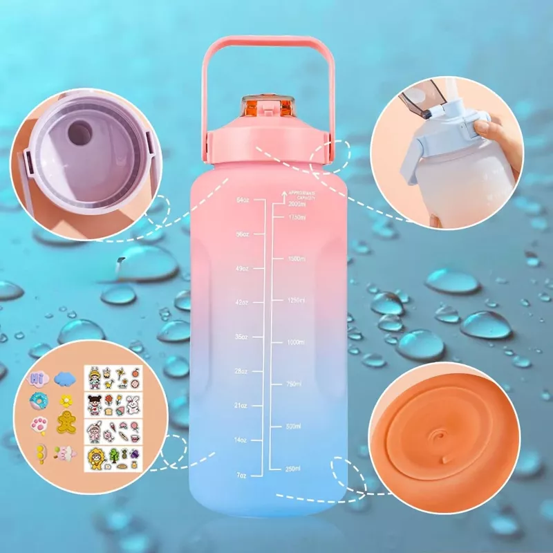 Garrafa motivacional Extralink, 2000 ml, verde-roxo, BUT-190