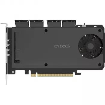 Placa adaptadora para rack móvel icy dock MB204MP-1B — rack móvel hot-swap para 4 × SSD M.2 NVMe