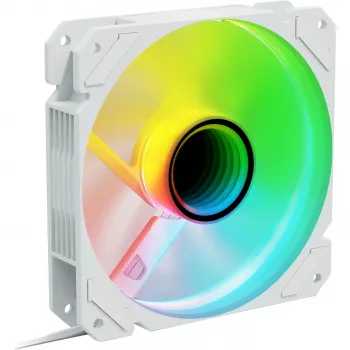 Ventoinha de caixa Sharkoon SHARK Mirror RGB PWM REVERSE 120 mm Branco, 500–1500 U/min, 99,52 m³/h, FDB