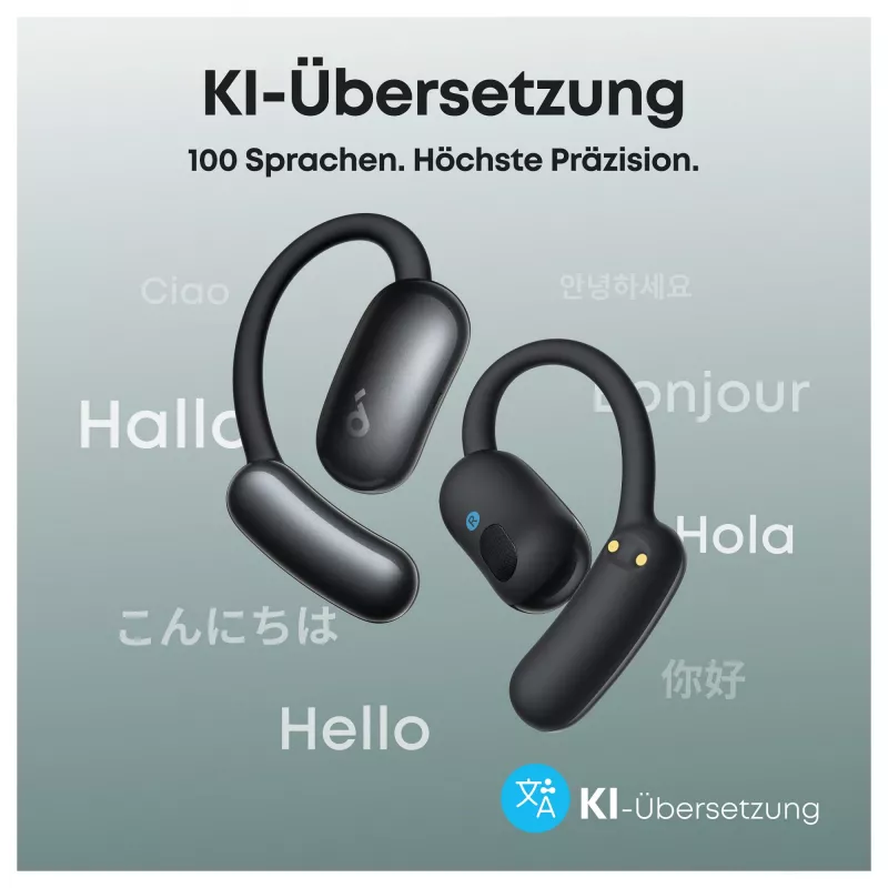 Auscultadores open-ear ANKER Soundcore AeroFit 2 AI preto 35 horas de reprodução IP55 incl. assistente de IA e tradução