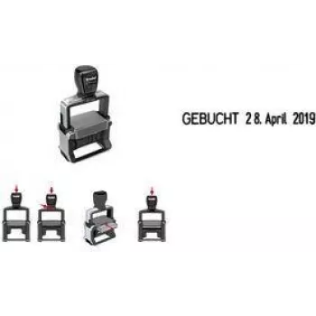 Carimbo Trodat Professional 4.0 5117 Date — caixa em aço inoxidável escovado, autoentintado