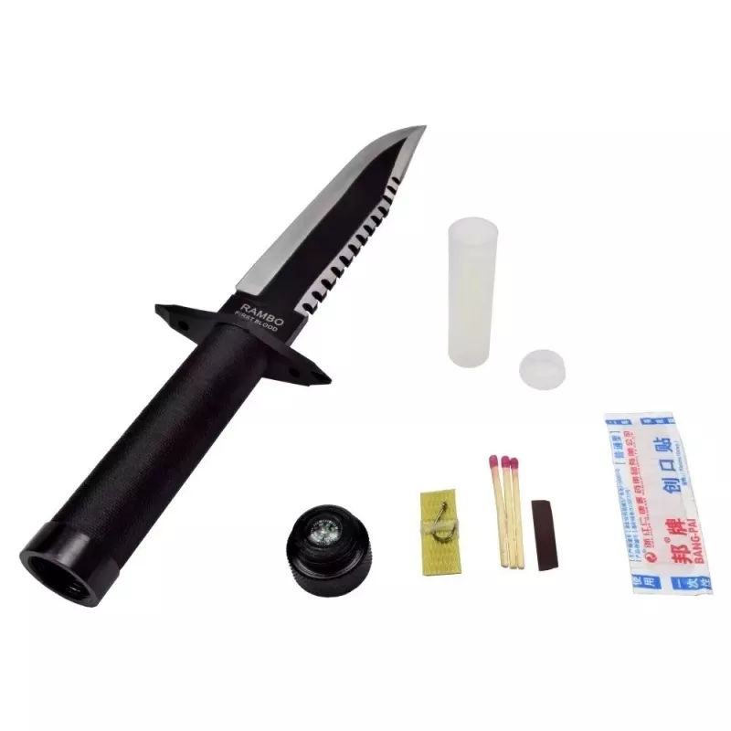Cinema Classic Rambo I CC-H1 faca grande com bainha de couro, 360 mm, preta