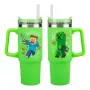 Copo isotérmico Paladone Minecraft Green 900 ml com palhinha