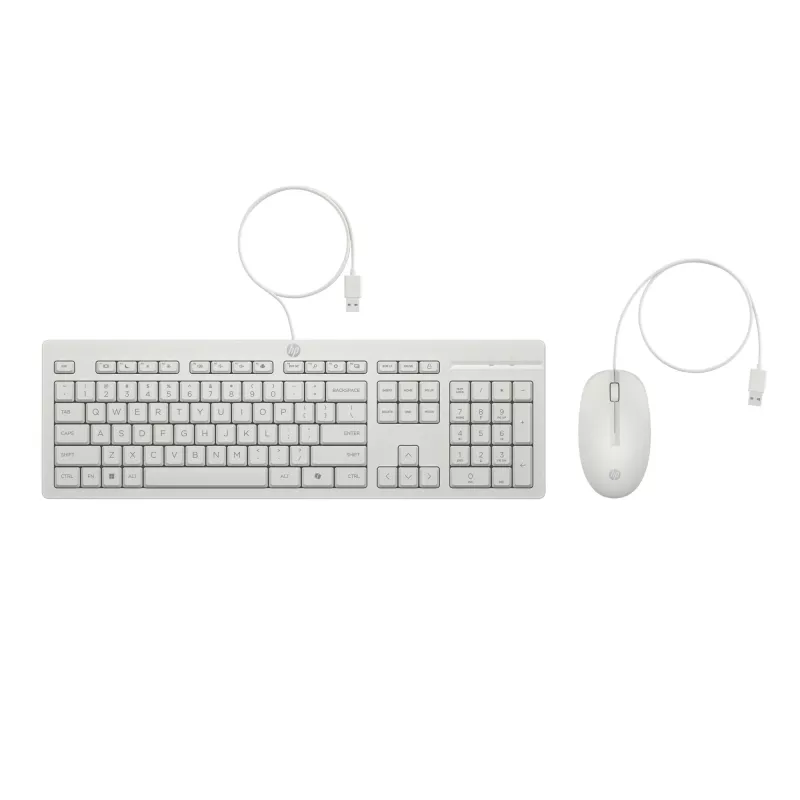 HP 225 G2 Combo de rato e teclado com fio USB, tecla Copilot – Cashmere White – ESTÓNIO