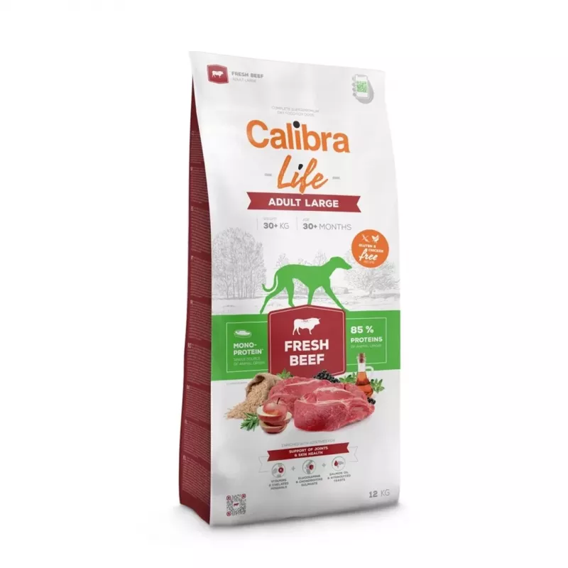 Calibra Dog Life Adult ração seca para cães adultos de raças grandes com carne de vaca fresca, 12 kg